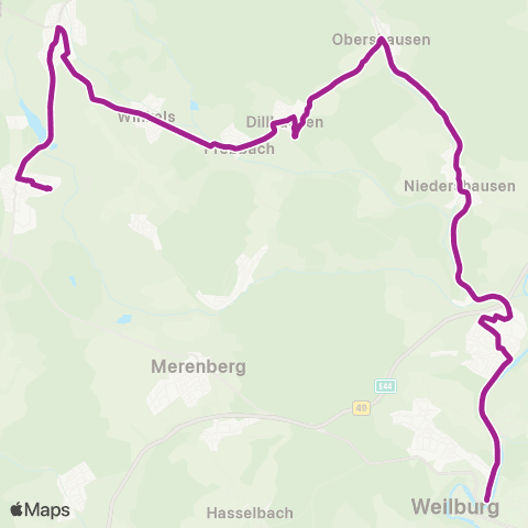 RMVB Mengerskirchen Zob - Weilburg Zob map