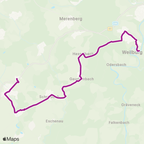 RMVB Weilburg Zob - Weilburg-Gaudernbach Ortsmitte map