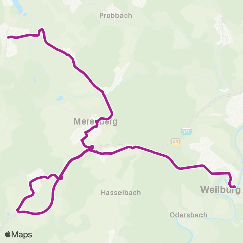 RMVB Mengerskirchen-Waldernbach Pfingstbornstraße - Weilburg Zob map