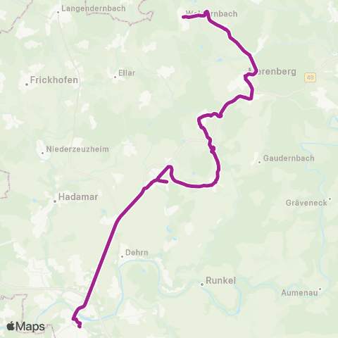 RMVB Mengerskirchen-Waldernbach Schule - Limburg (Lahn) Zob Nord map
