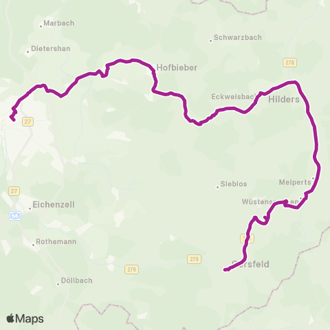 RMVB Gersfeld (Rhön) Bahnhof - Fulda Bahnhof / Zob map