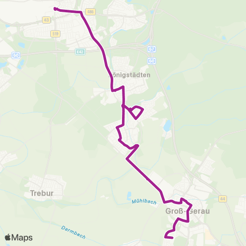 RMVB Rüsselsheim Bhfsüdseite - Groß-Gerau Altenwohnheim map