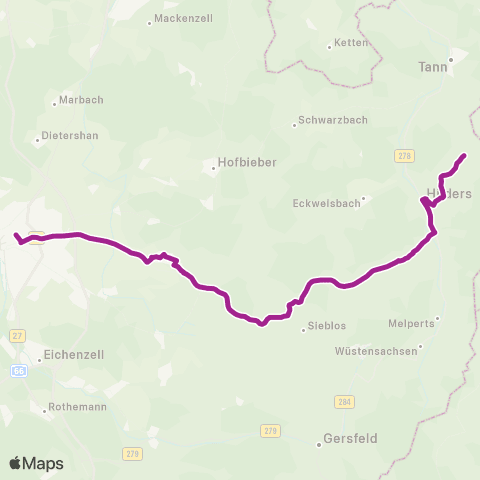 RMVB Tann (Rhön) Rhönhalle - Fulda Bahnhof / Zob map
