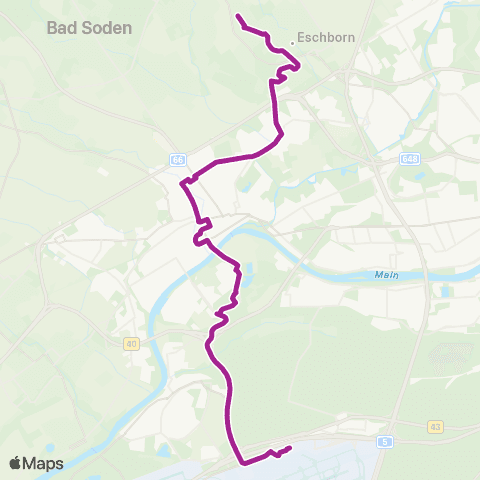 RMVB Frankfurt (Main) Höchst Bahnhof - Frankfurt (Main) Flughafen Terminal 1 map