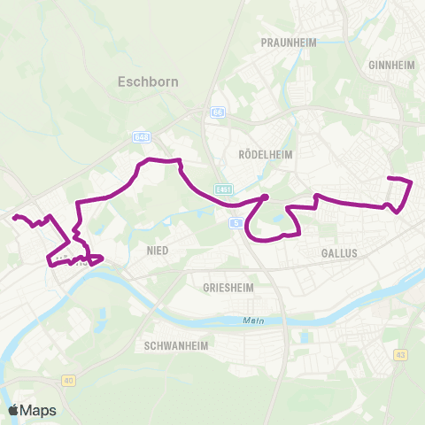 RMVB Frankfurt (Main) Unterliederbach West - Frankfurt (Main) Bockenheimer Warte map