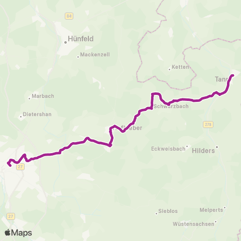 RMVB Tann (Rhön) Rhönhalle - Fulda Bahnhof / Zob map