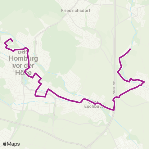 RMVB Bad Homburg V.D.H.-Kirdorf Eichenstahl - Bad Homburg V.D.H.-Ober-Erlenbach Gewerbegebiet map