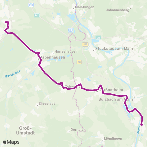 RMVB Kleinwallstadt - Rodgau-Dudenhofen Bahnhof map