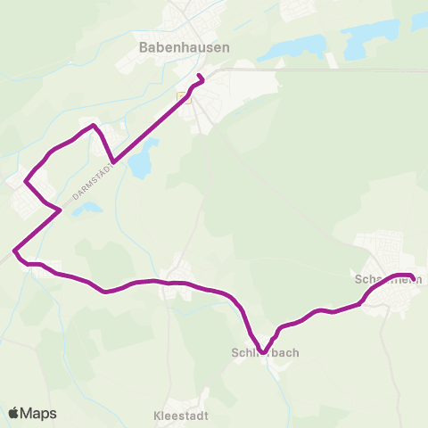 RMVB Schaafheim Herrngartenweg - Babenhausen Bahnhof map