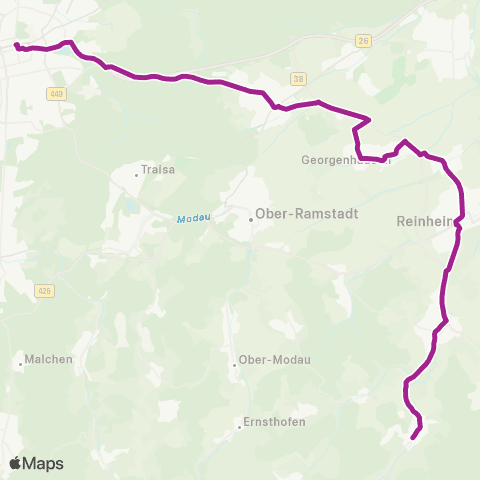 RMVB Fischbachtal-Niedernhausen Linde - Darmstadt Mathilden Pl map