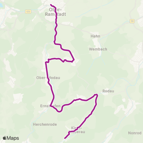RMVB Modautal-Webern - Ober-Ramstadt Rondell map