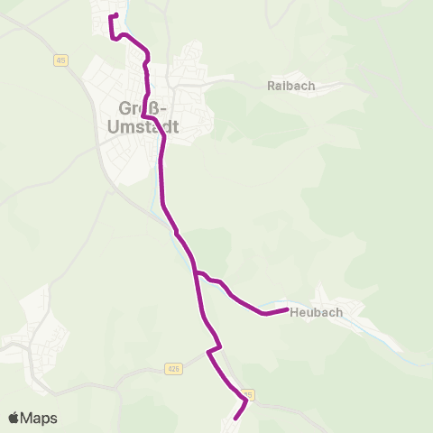 RMVB Groß-Umstadt Mitte Bahnhof - Groß-Umstadt-Wiebelsbach Sport Pl map