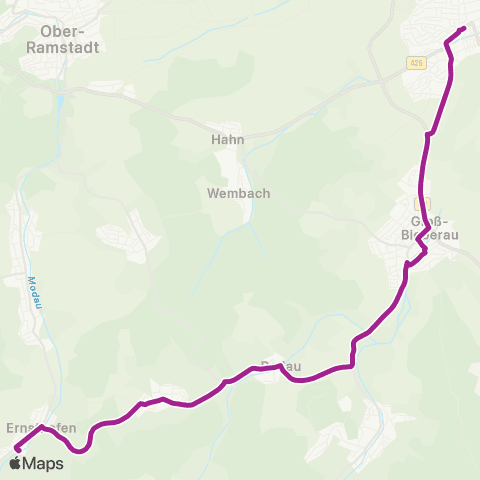 RMVB Modautal-Ernsthofen Schule - Reinheim (Odw.) Bahnhof map
