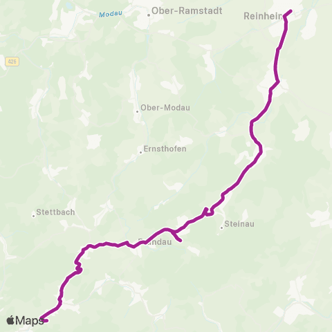 RMVB Elmshausen, Lautertalhalle - Reinheim (Odw.) Bahnhof map