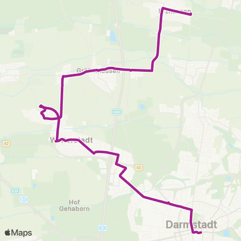 RMVB Darmstadt Mathilden Pl - Erzhausen Bahnhof map