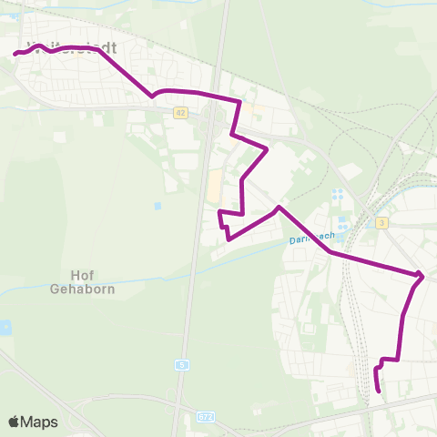 RMVB Weiterstadt Hallenbad - Darmstadt Hauptbahnhof map