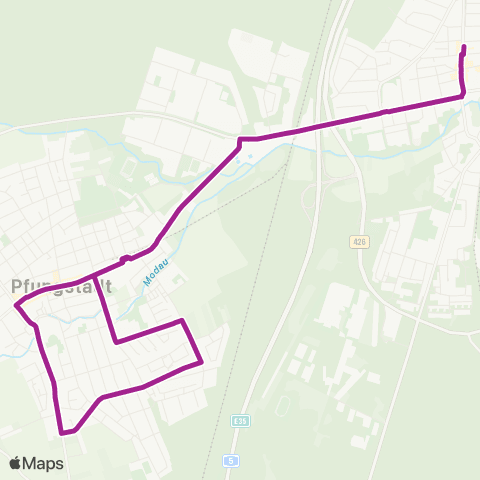 RMVB Darmstadt-Eberstadt Wartehalle - Pfungstadt Bahnhof map