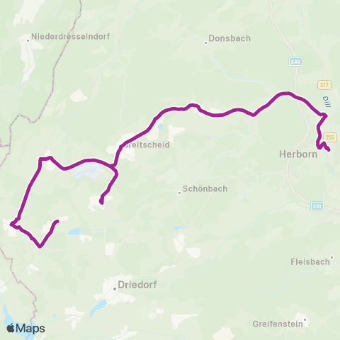 RMVB Breitscheid-Rabenscheid Ort - Herborn Bahnhof / Zob map