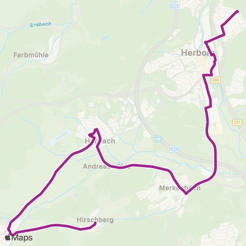 RMVB Herborn-Merkenbach Schule - Herborn-Hirschberg map