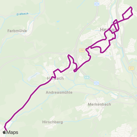 RMVB Herborn-Guntersdorf Rehbach - Herborn-Hörbach Herborner Str map