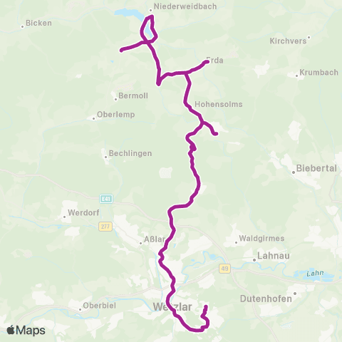 RMVB Mittenaar-Ballersbach Alter Bahnhof - Wetzlar Bahnhof / Zob map