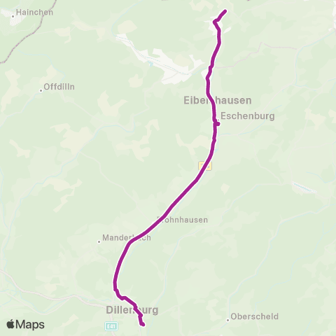 RMVB Dietzhölztal-Rittershausen Ortsmitte - Dillenburg Zob map