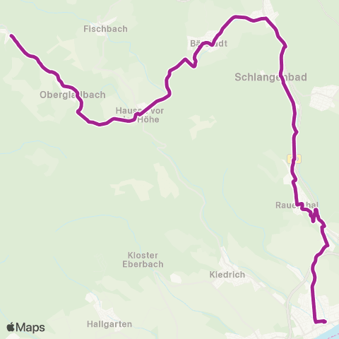 RMVB Eltville (Rhein) Bahnhof - Schlangenbad-Niedergladbach Kirche map