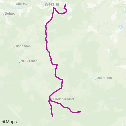 RMVB Waldsolms-Brandoberndorf Bahnhof - Schöffengrund-Schwalbach Steinstraße map