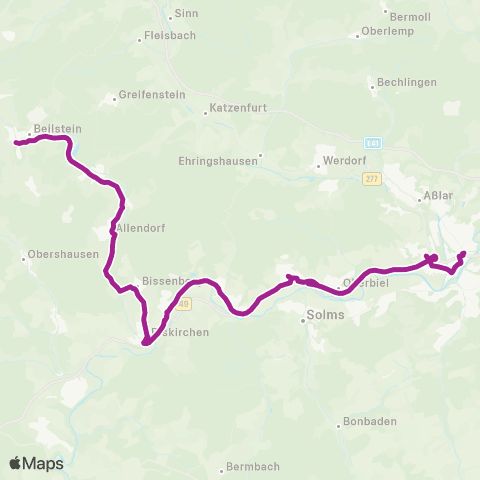 RMVB Wetzlar Bahnhof / Zob - Greifenstein-Beilstein Bahnhof map