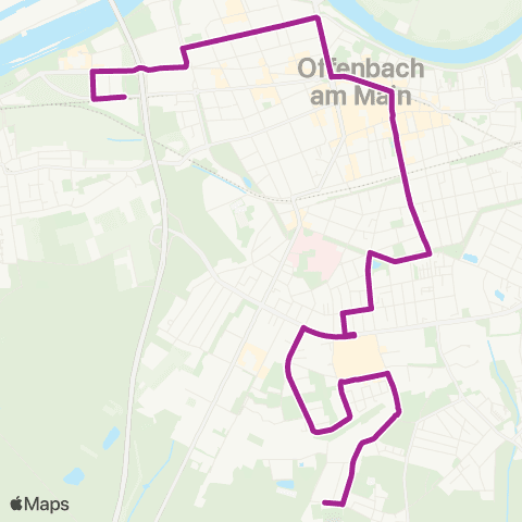 RMVB Offenbach (Main)-Kaiserlei Kaiserlei Westseite - Offenbach (Main)-Rosenhöhe Sportzentrum Rosenhöhe map