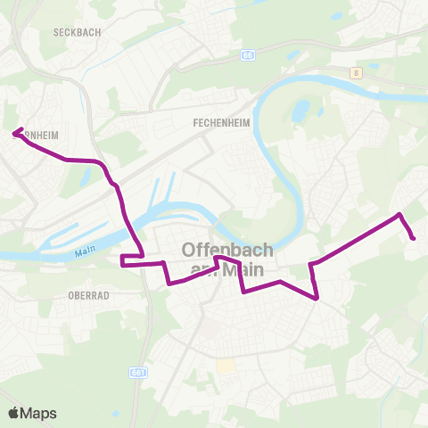 RMVB Offenbach (Main)-Waldheim Eibenweg - Frankfurt (Main) Prüfling map