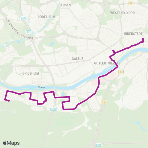 RMVB Frankfurt (Main) Rheinlandstraße - Frankfurt (Main) Konstablerwache map