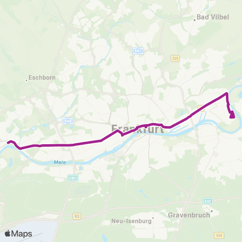 RMVB Frankfurt (Main) Bolongaropalast - Frankfurt (Main) Friedhof Fechenheim map