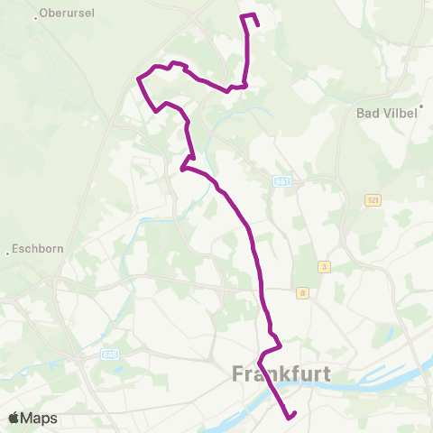 RMVB Frankfurt (Main) Heddernheim - Frankfurt (Main) Südbahnhof map
