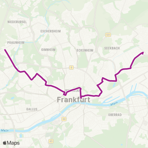 RMVB Frankfurt (Main) Heerstraße - Frankfurt (Main) Enkheim map