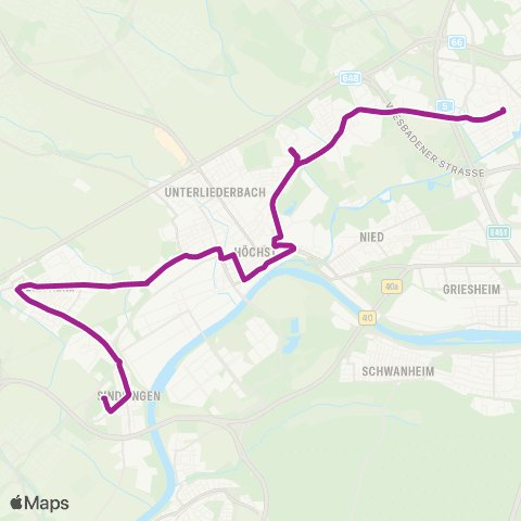 RMVB Frankfurt (Main) Friedhof Sindlingen - Frankfurt (Main) Rödelheim Bahnhof map