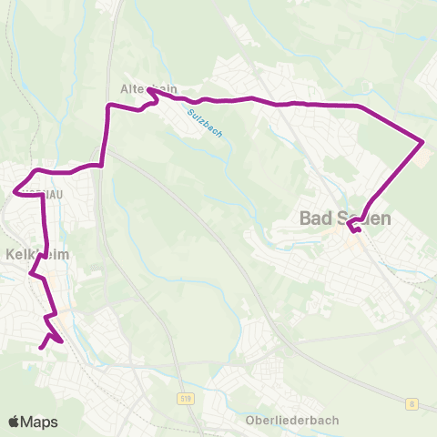RMVB Bad Soden (Taunus) Bahnhof - Kelkheim (Taunus)-Münster Eichendorff-Schule map