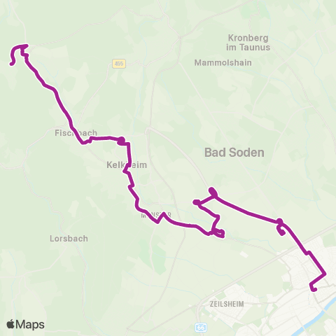 RMVB Sulzbach (Taunus) Mtz / Busbahnhof - Kelkheim (Taunus)-Eppenhain map