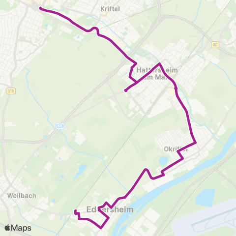 RMVB Hofheim AM Taunus Bahnhof - Hattersheim (Main)-Eddersheim Bahnhof map