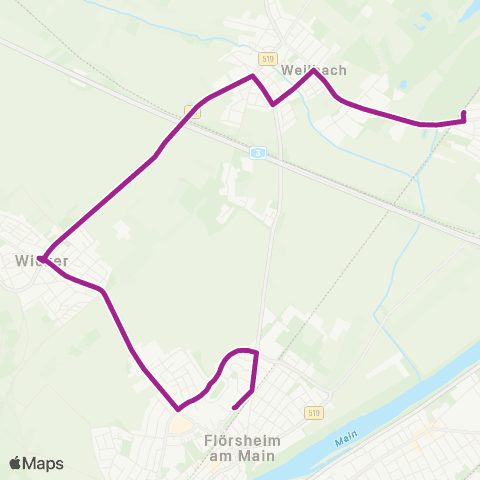 RMVB Flörsheim (Main)-Weilbach Regionalpark - Flörsheim (Main) Bhfnordseite map