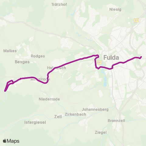 RMVB Fulda-Mittelrode - Fulda Marianum map