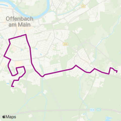 RMVB Offenbach (Main)-Westend Parkstr. (Leibnizschule) - Offenbach (Main)-Bieber Bieber Waldhof map