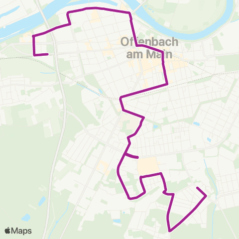 RMVB Offenbach (Main)-Kaiserlei Kaiserlei Westseite - Offenbach (Main)-Tempelsee Eberhardt-V-Rochow-Str. map