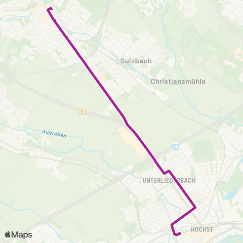 RMVB Bad Soden (Taunus) Bahnhof - Frankfurt (Main) Höchst Bahnhof map