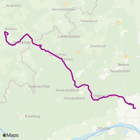 RMVB Wiesbaden Hauptbahnhof - Nastätten Busbahnhof map
