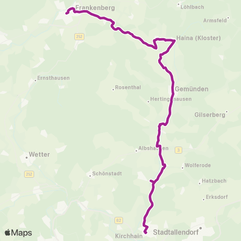 RMVB Frankenberg Bahnhof - Kirchhain Bahnhof map