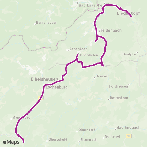 RMVB Biedenkopf Bahnhof - Dillenburg Zob map