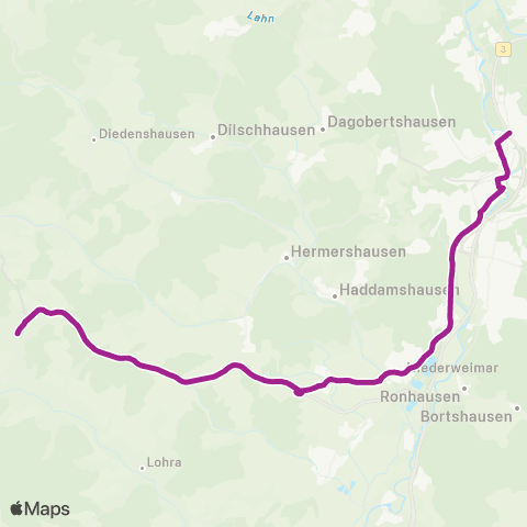 RMVB Gladenbach Busbahnhof - Marburg Hauptbahnhof map