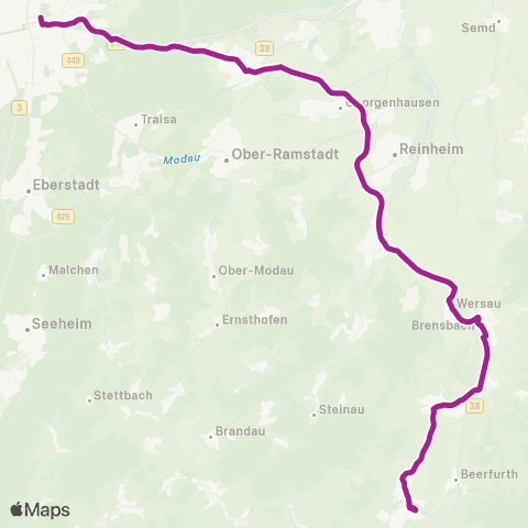 RMVB Darmstadt Mathilden Pl - Reichelsheim (Odw.) Volksbank map