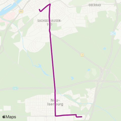 RMVB Neu-Isenburg Martin-Behaim-Str - Frankfurt (Main) Südbahnhof / Schweizer Str map